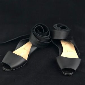 Christian Louboutin Leather Lace Up SANDALS black